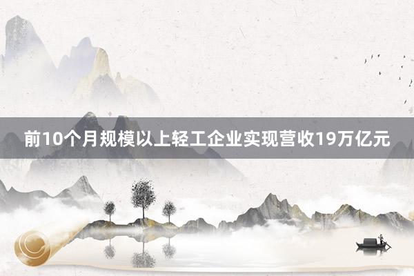 前10个月规模以上轻工企业实现营收19万亿元