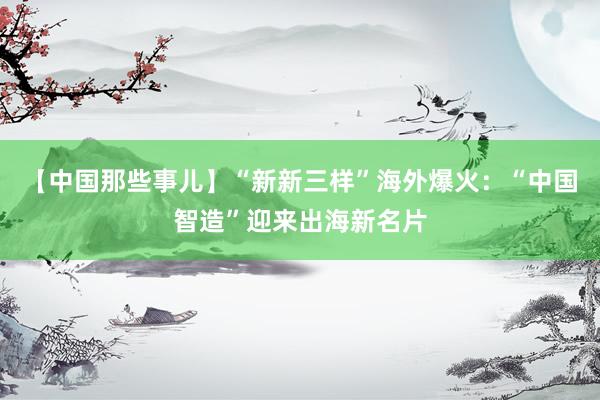 【中国那些事儿】“新新三样”海外爆火：“中国智造”迎来出海新名片