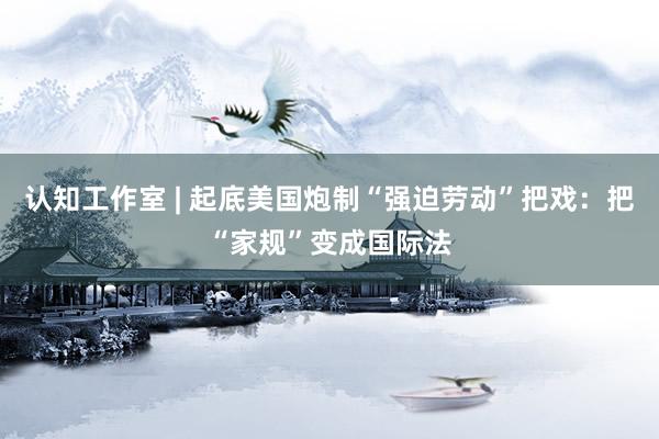 认知工作室 | 起底美国炮制“强迫劳动”把戏：把“家规”变成国际法