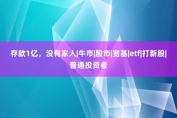 存款1亿，没有家人|牛市|股市|宽基|etf|打新股|普通投资者