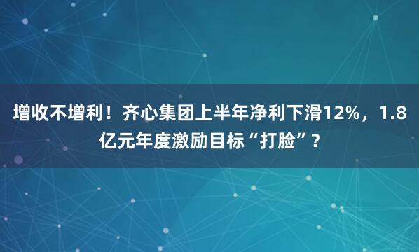 增收不增利！齐心集团上半年净利下滑12%，1.8亿元年度激励目标“打脸”？