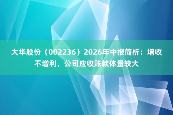 大华股份（002236）2026年中报简析：增收不增利，公司应收账款体量较大