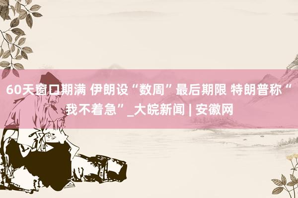 60天窗口期满 伊朗设“数周”最后期限 特朗普称“我不着急”_大皖新闻 | 安徽网