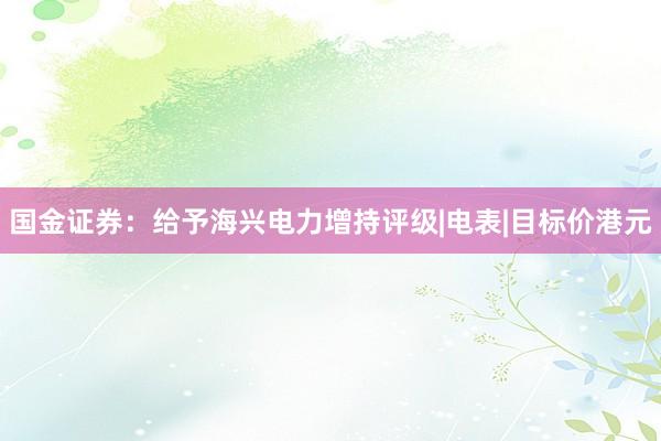 国金证券：给予海兴电力增持评级|电表|目标价港元