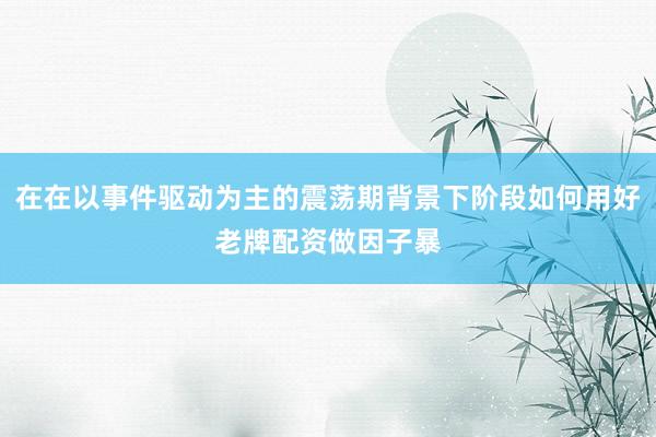 在在以事件驱动为主的震荡期背景下阶段如何用好老牌配资做因子暴