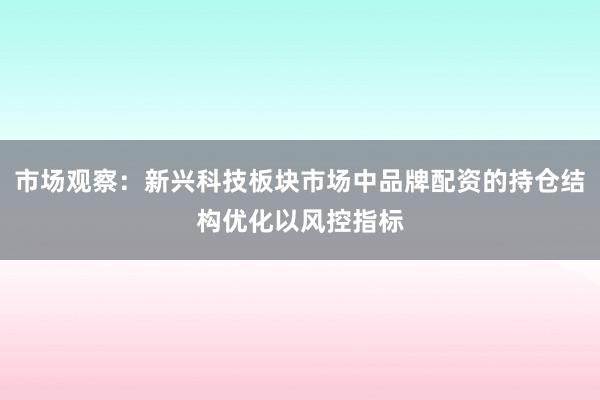 市场观察：新兴科技板块市场中品牌配资的持仓结构优化以风控指标