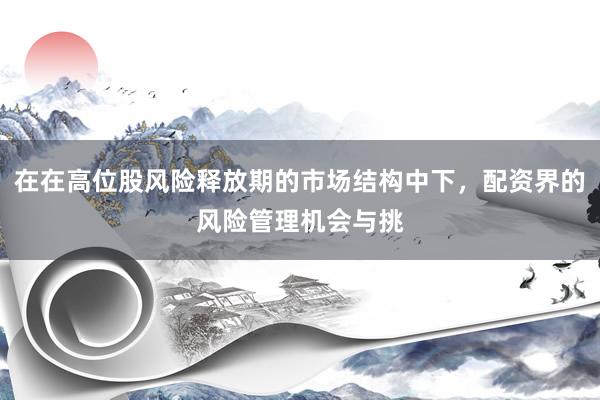 在在高位股风险释放期的市场结构中下，配资界的风险管理机会与挑