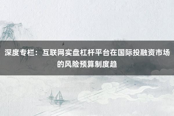 深度专栏：互联网实盘杠杆平台在国际投融资市场的风险预算制度趋