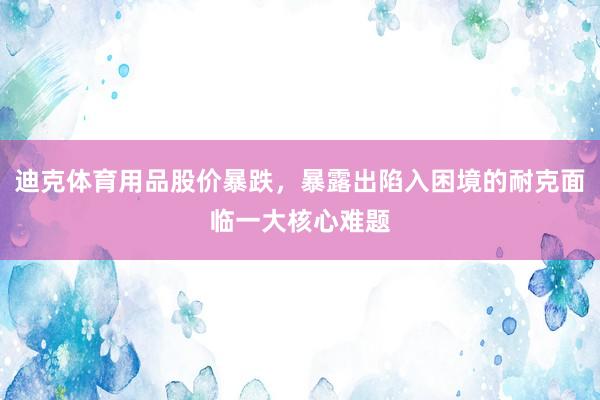 迪克体育用品股价暴跌，暴露出陷入困境的耐克面临一大核心难题