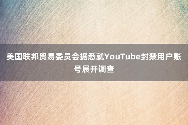 美国联邦贸易委员会据悉就YouTube封禁用户账号展开调查