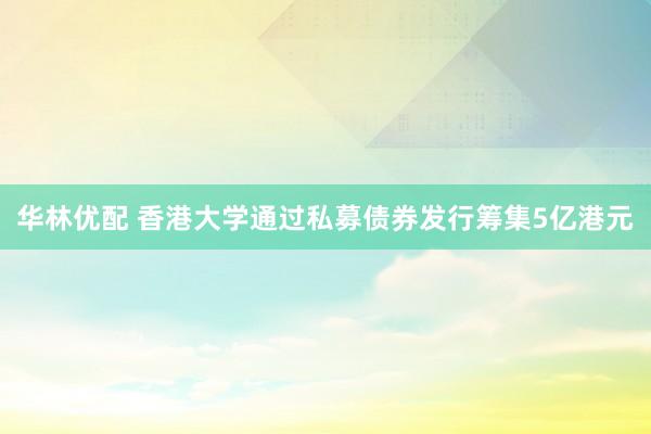 华林优配 香港大学通过私募债券发行筹集5亿港元