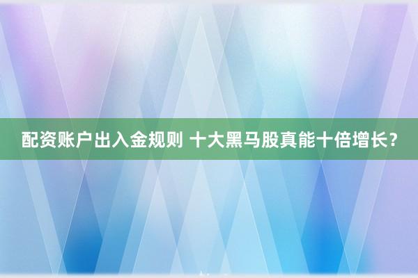 配资账户出入金规则 十大黑马股真能十倍增长？