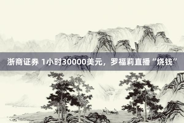 浙商证券 1小时30000美元，罗福莉直播“烧钱”
