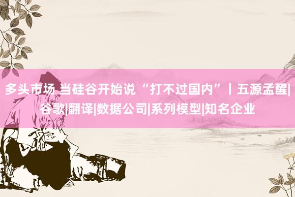 多头市场 当硅谷开始说 “打不过国内”丨五源孟醒|谷歌|翻译|数据公司|系列模型|知名企业