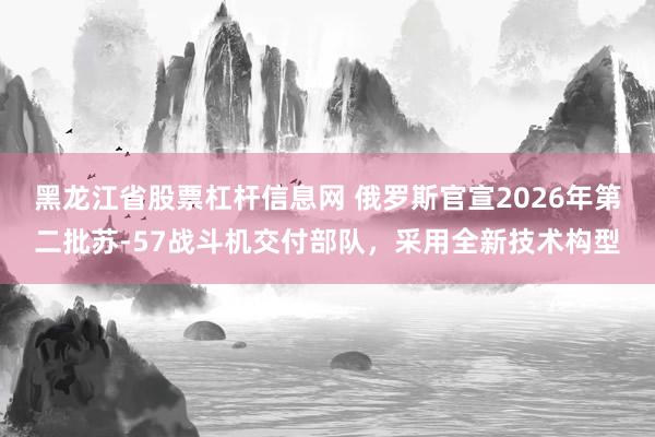 黑龙江省股票杠杆信息网 俄罗斯官宣2026年第二批苏-57战斗机交付部队，采用全新技术构型