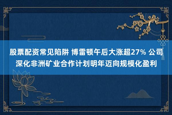 股票配资常见陷阱 博雷顿午后大涨超27% 公司深化非洲矿业合作计划明年迈向规模化盈利