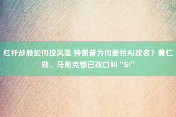 杠杆炒股如何控风险 特朗普为何要给AI改名？黄仁勋、马斯克都已改口叫“SI”