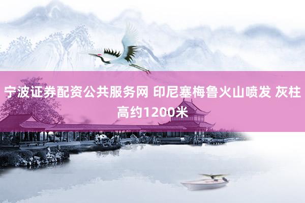 宁波证券配资公共服务网 印尼塞梅鲁火山喷发 灰柱高约1200米